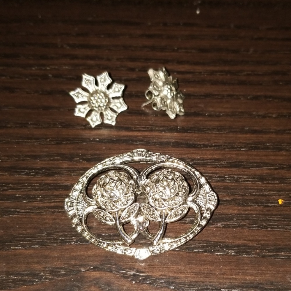 Matching set pin and earings